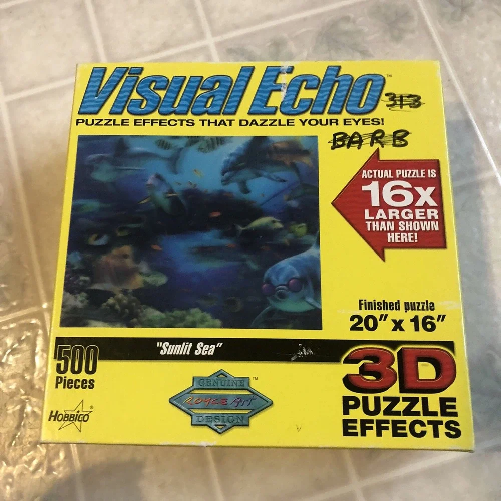 Visual Echo SUNLIT SEA 3D Effect Puzzle Hobbico‎ Tropical Fish Dolphins Complete